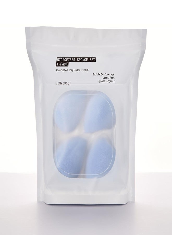 JUNO & Co. Microfiber Makeup Sponge Set 4-Pack, Dual Layer Technology and Airbrushed Complexion Finish, Makeup Blender for Foundation, Powder and Cream - Image 1